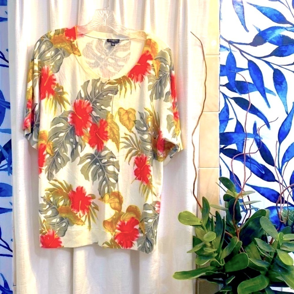 NWOT Women’s Talbots Floral Dolman Sleeve Rayon Blend Pullover Top Petite XL